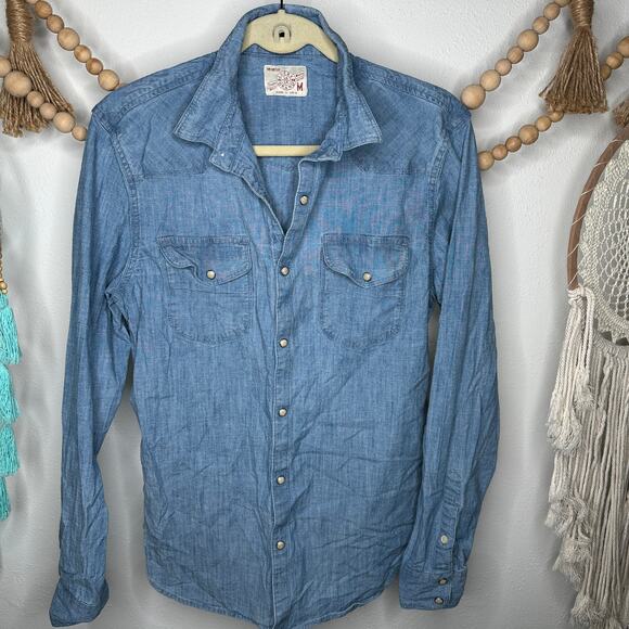 Vintage Lucky Brand Denim Pearl Snap Down Shirt - Picture 1 of 4